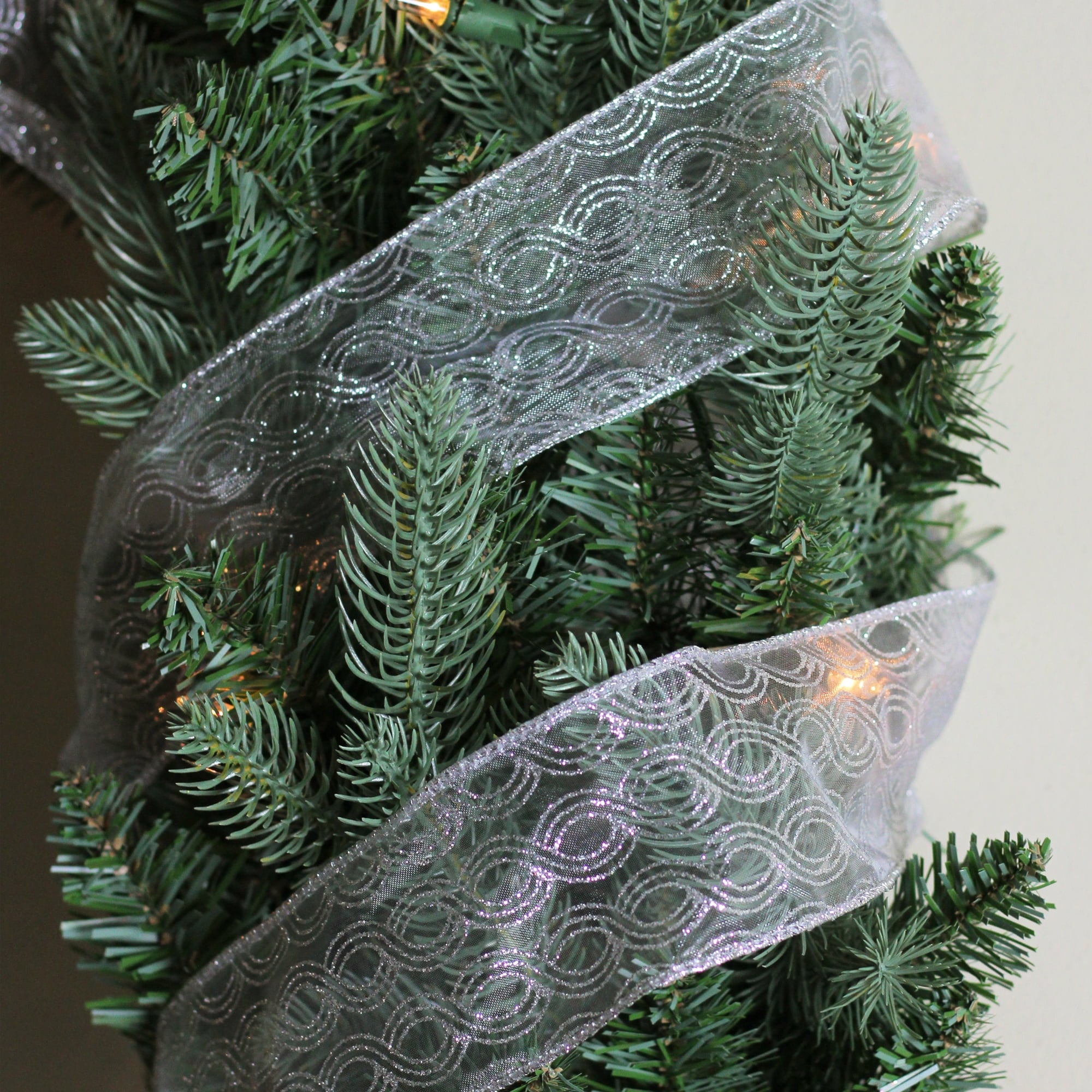 Northlight Pack of 12 Silver Glittering Swirl Wired Christmas Craft Ribbons 2.5" x 120 Yards