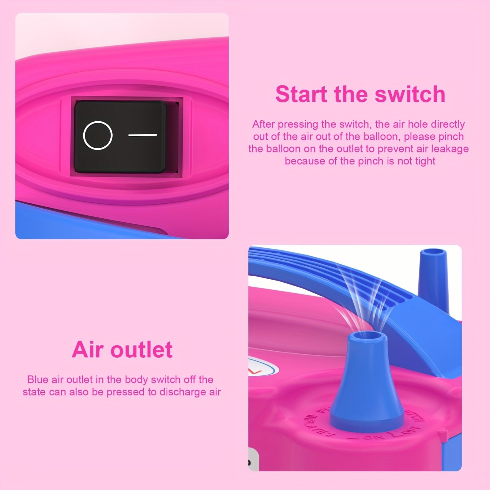 Electric portable dual-nozzle balloon hair dryer - 600W 110V-120V, rose red, compact design, event and outdoor decoration, essential for parties, easy-to-use device, balloon pump.