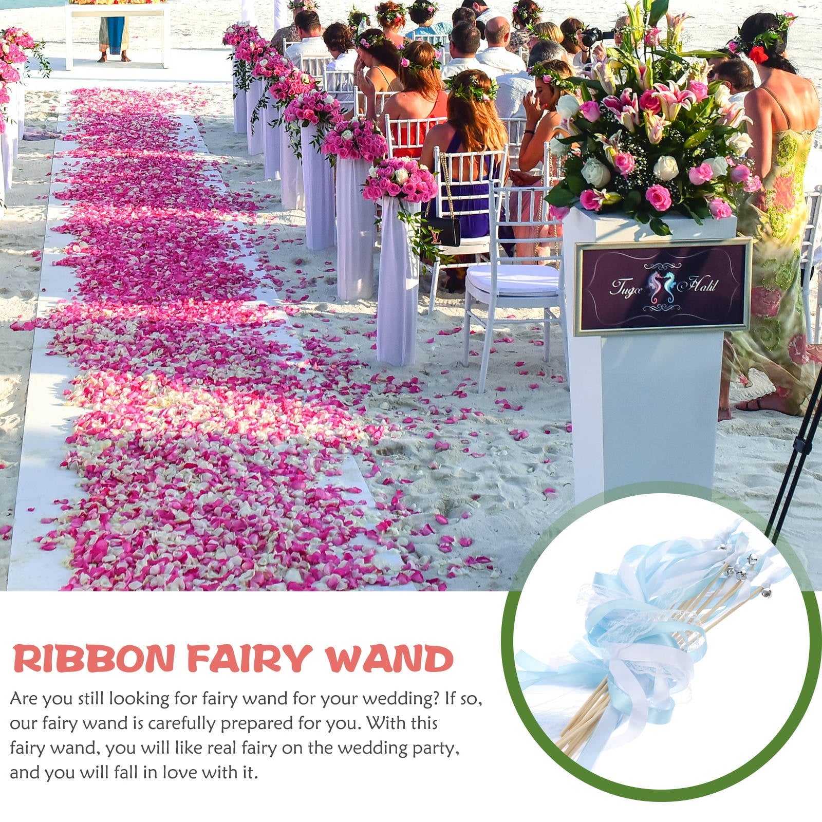 Worgeous 30 pcs  Wedding Streamers Wedding Lace Ribbon Sticks Ribbon Fairy Sticks Party Ribbon Streamers