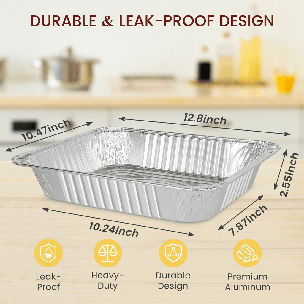 GPED Aluminum Pans, 9X13 Heavy Duty Disposable Foil Pans For Baking Roasting & Chafing, 30 Pack Deep Tin Foil Bakeware, Steam Table Tray, Cookware, Food Prepping, Cake & Oven Pan