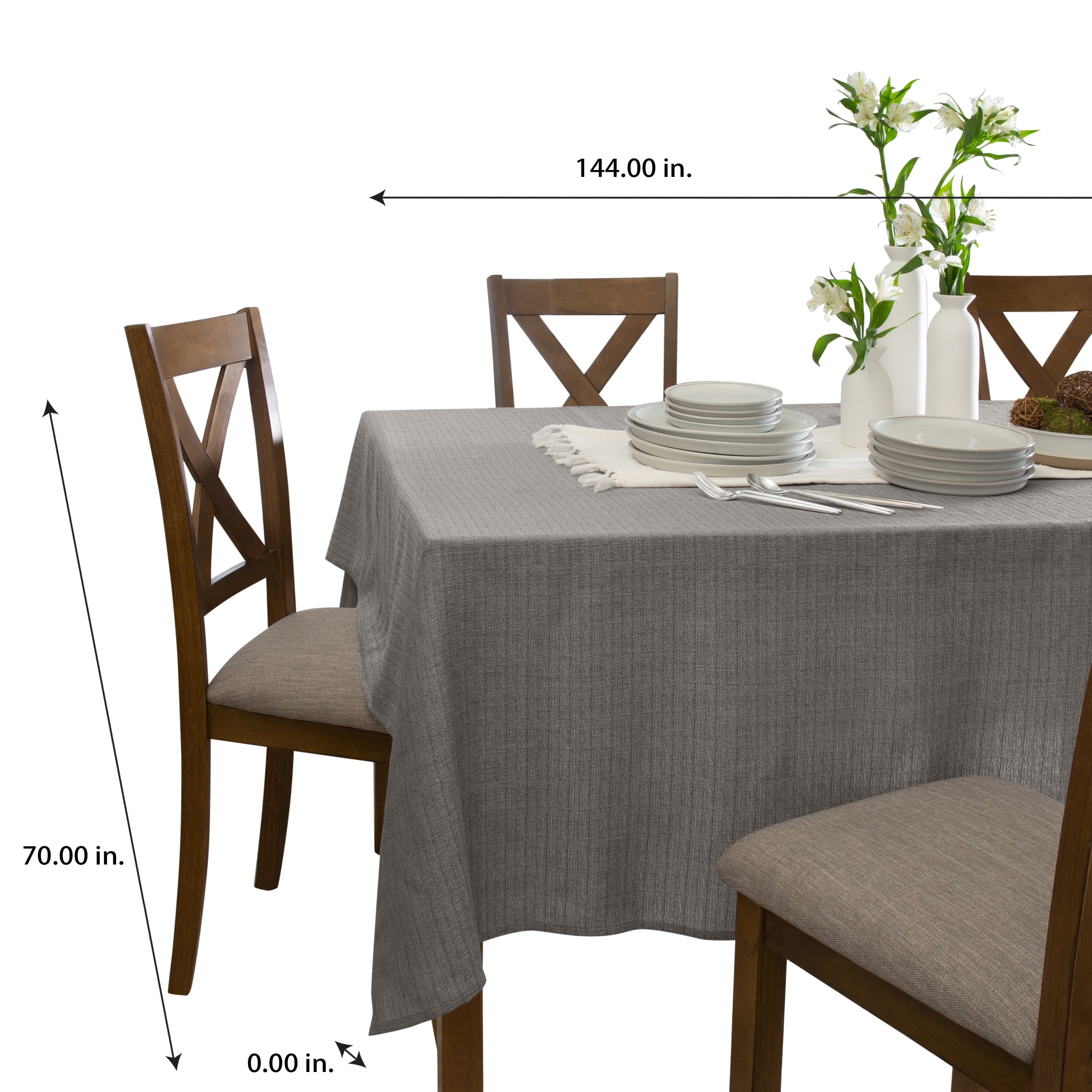 Home Details Chic & Rustic 70"x 144" Rectangle Polyester Tablecloth in Silver