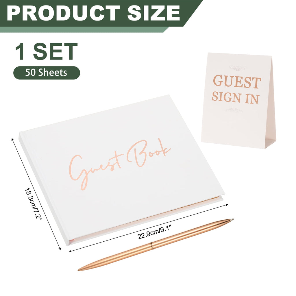 Uxcell Guest Book, 100 Pages Wedding Guest Sign in Book Reception Signature Book Party Decorations Supplies for Birthday Bridal Shower, Black