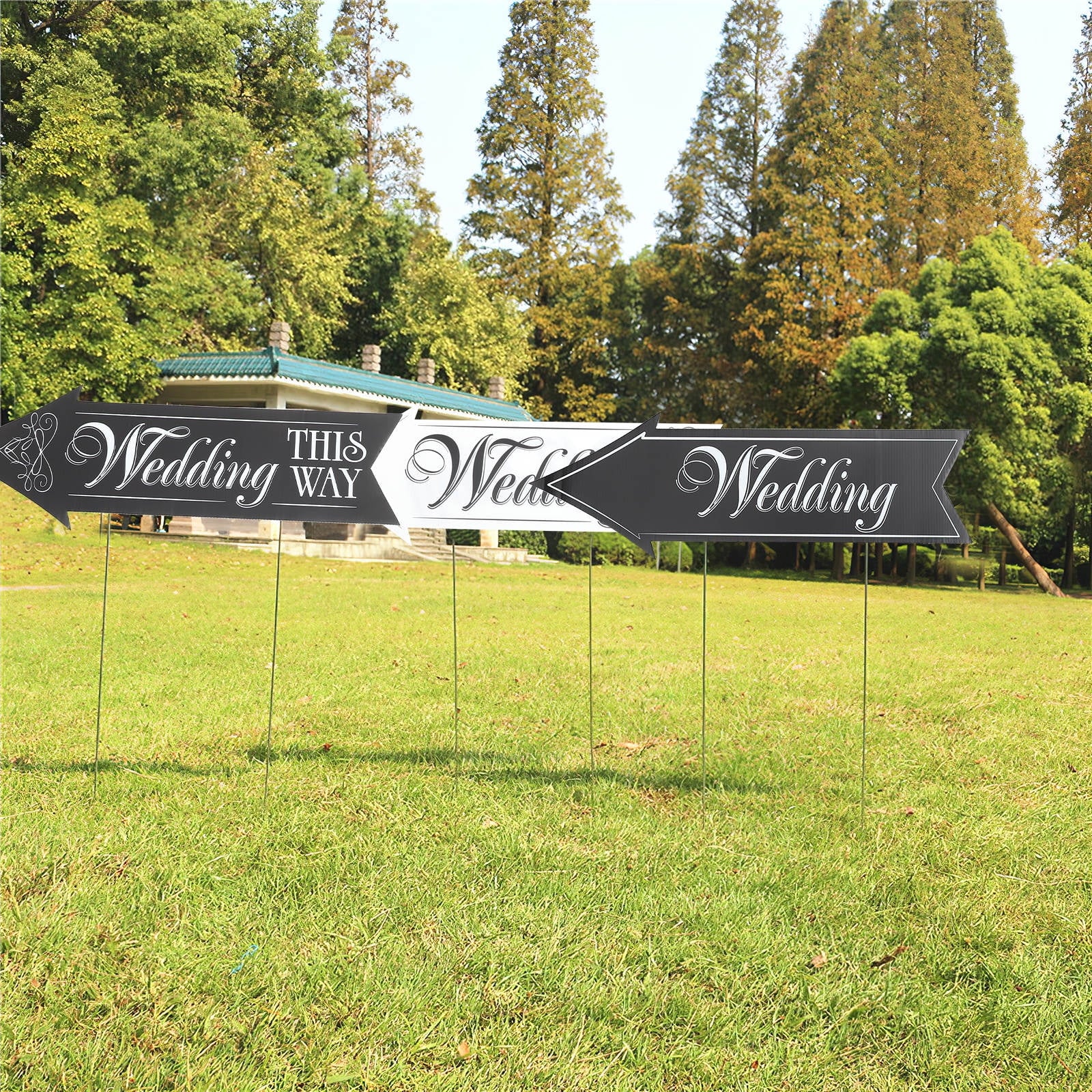 Raindrops 4 Sets Outdoor Wedding Signs DIY Yard Wedding Signs Outside Wedding Decor with Stakes