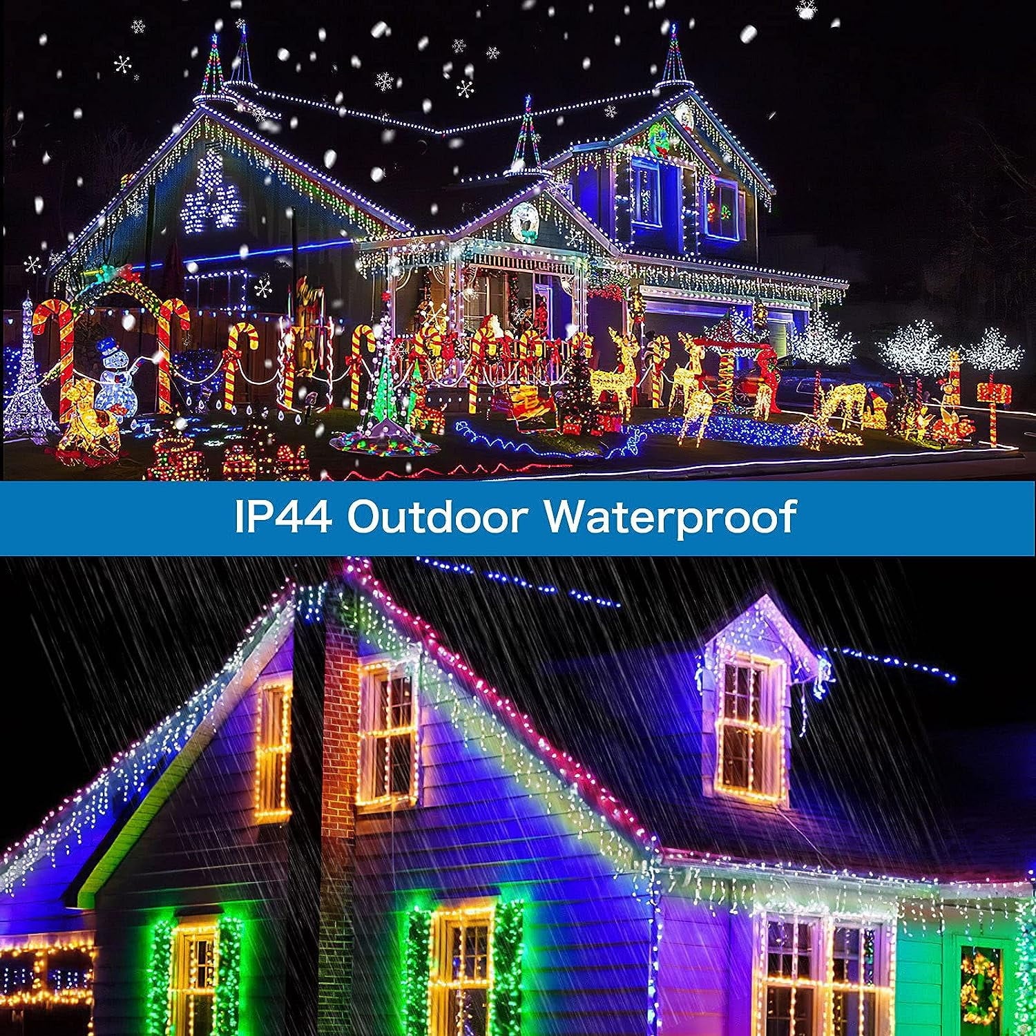 Zizin 32.8FT 300LED Christmas Lights Outdoor Decorations String Decor Wedding Party festival Multicolor