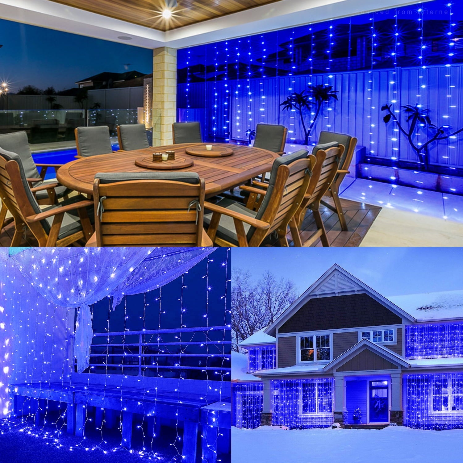 9.8 x 9.8ft Window Curtain String Light, Waterproof LED Fairy Lights, 320 LEDs, Blue