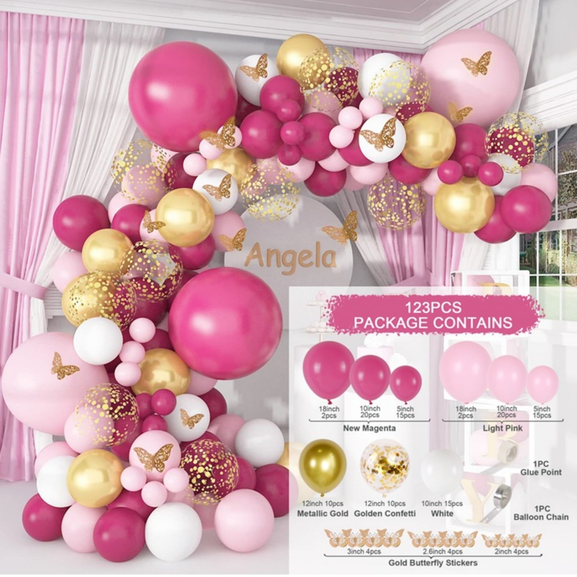 Butterfly Sequin Balloon Arch Kit - Colorful Latex Balloons & Decorative Scraps For Birthday & Anniversary Parties