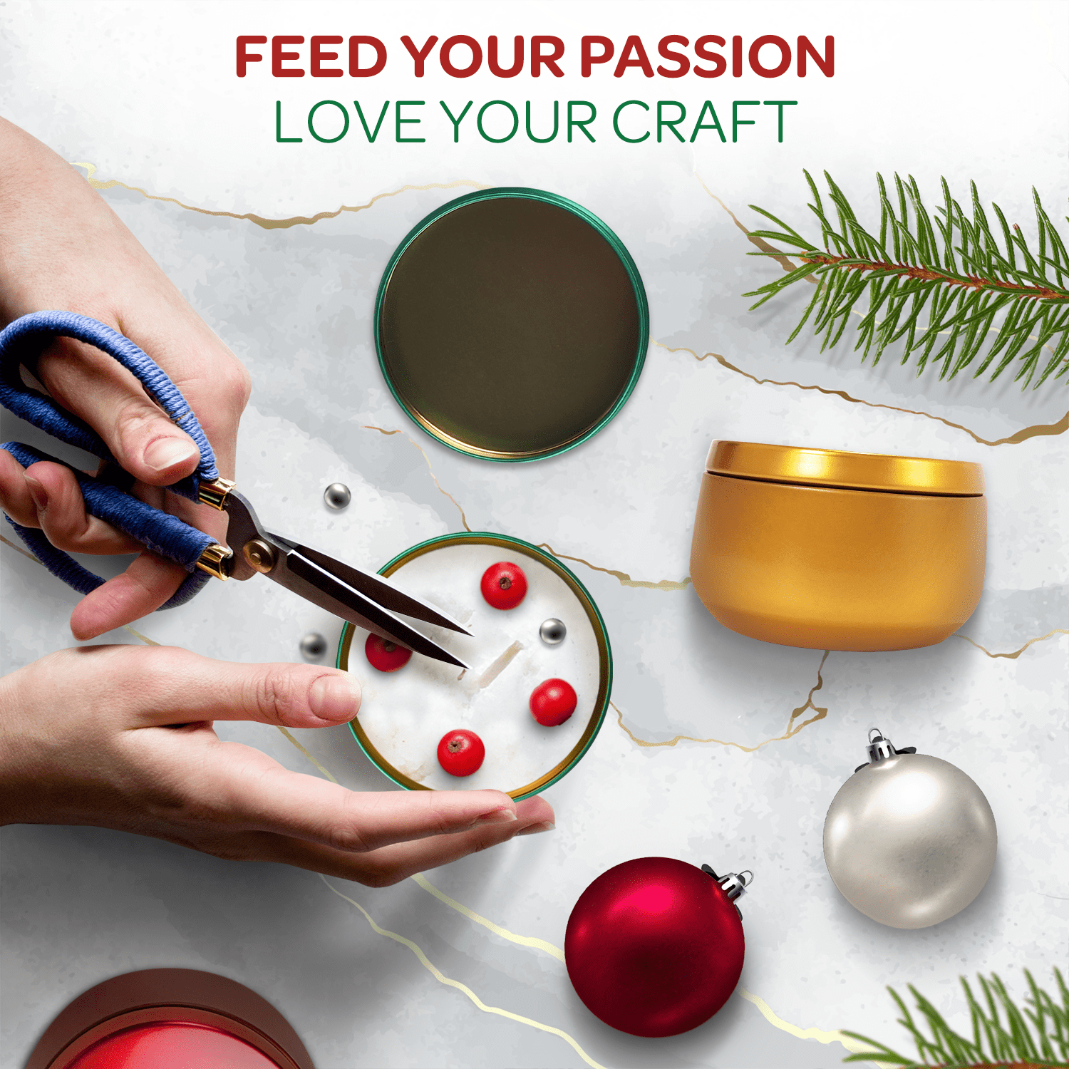 Hearts & Crafts Holiday Tin Candle Jars for Making Candles - Candle Tins 8oz - 24 Holiday Christmas Tin Candle Jars with Lids for Candle Making - Red, Green, Gold