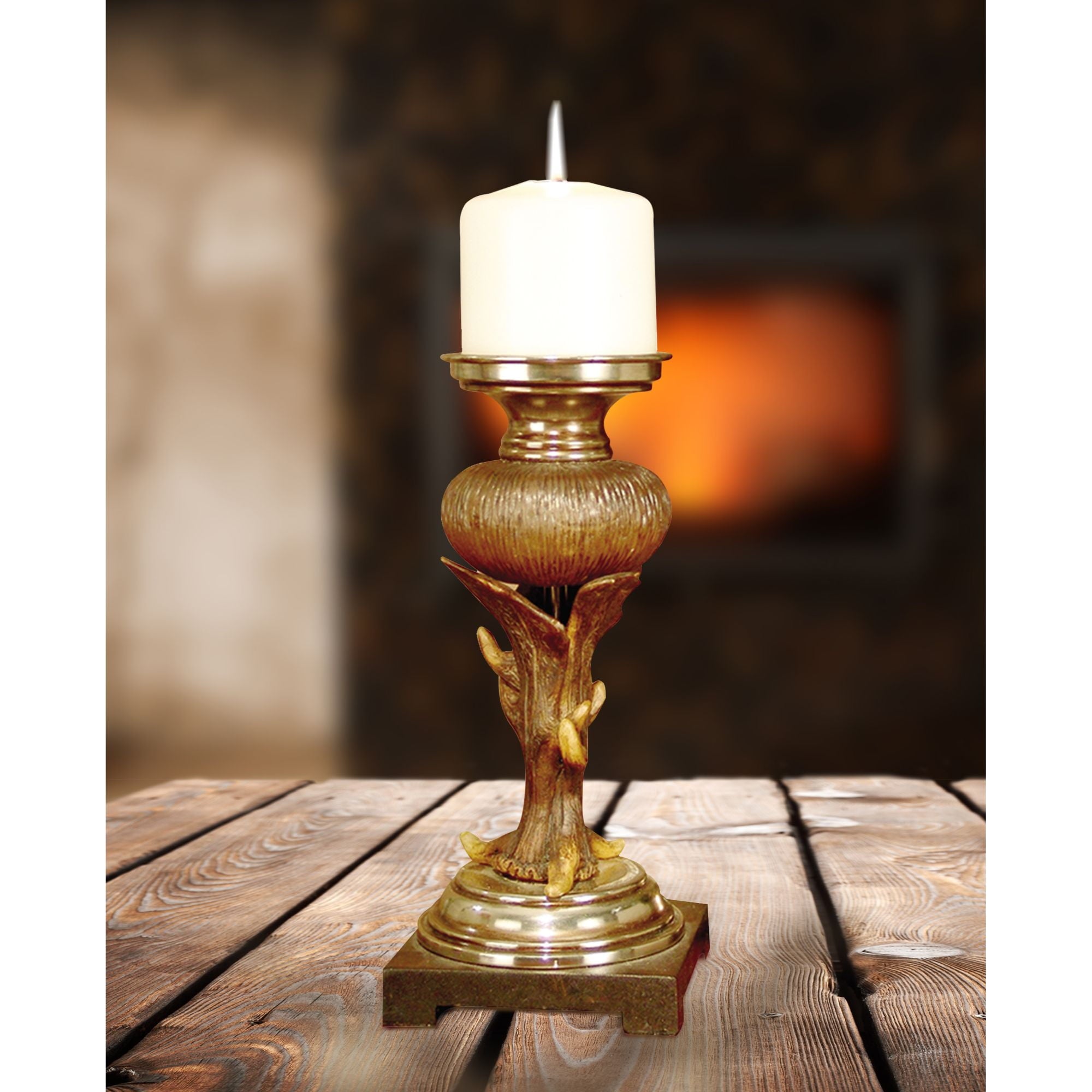 Art Glass Designs Set of 2 Rutherford Pillar Candle Holders 10"