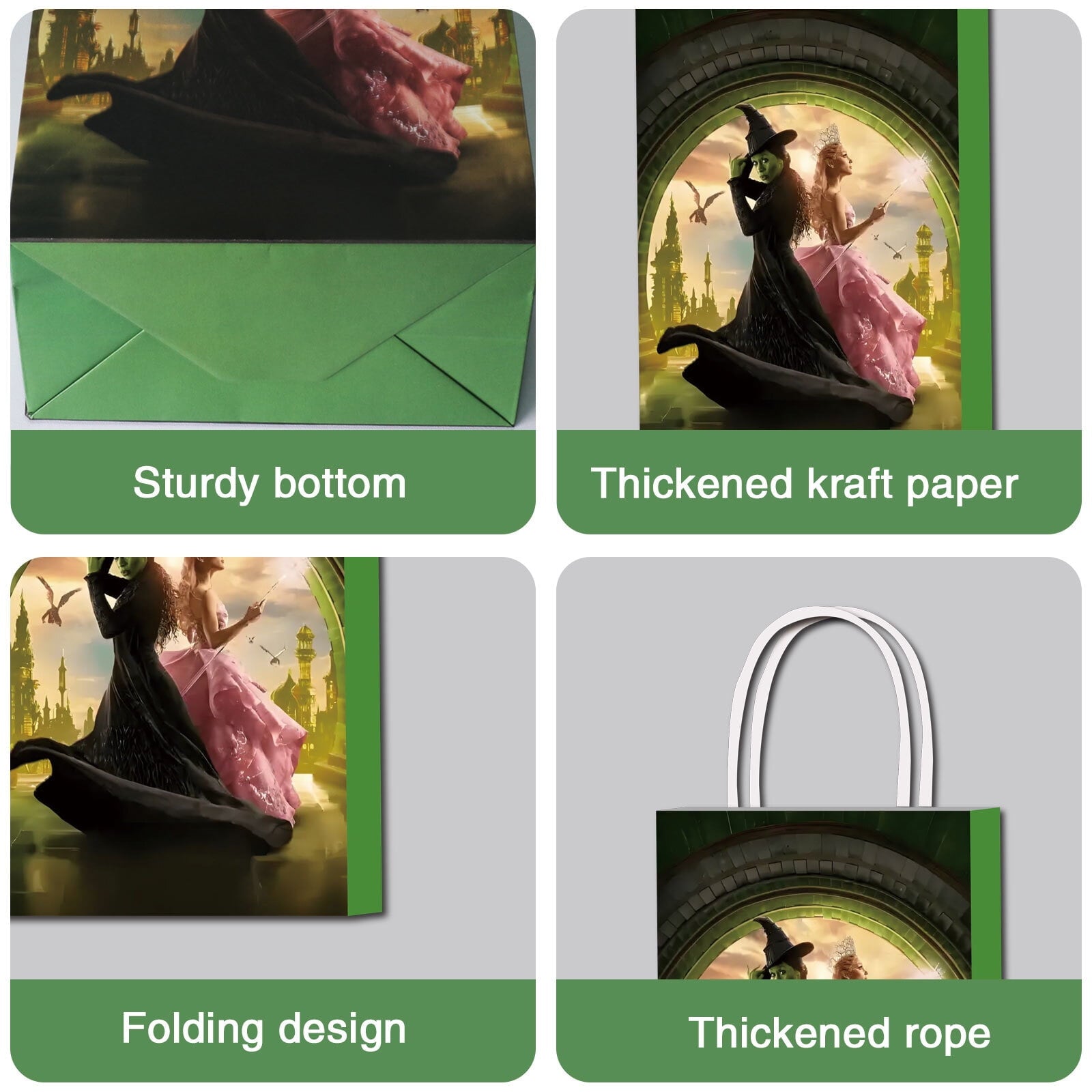 16 Pcs For Magical Witch Movie-Themed Party Favor Bags - Candy Gift Bags with Handles for Celebrations and Event Decorations