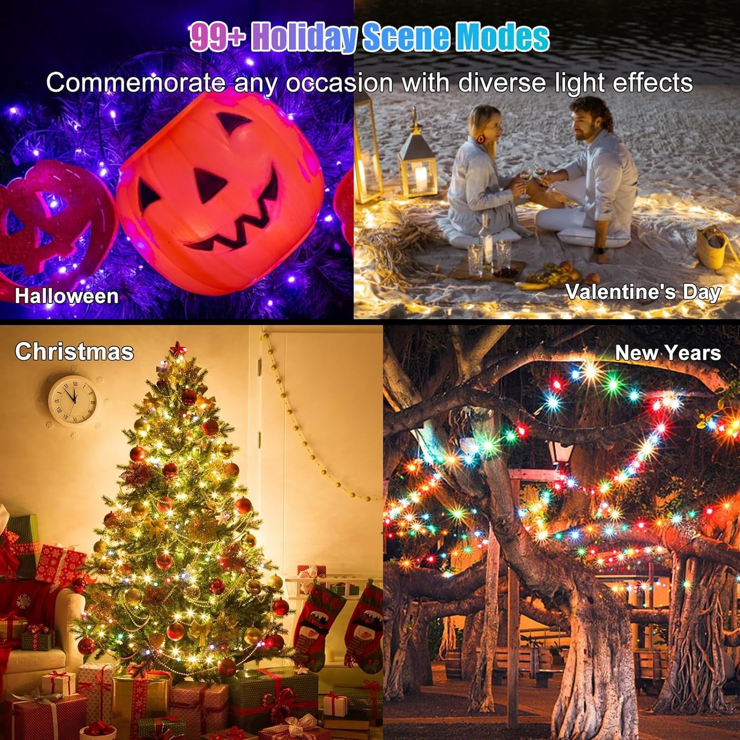 2 Pack 400 LED Fairy Color Lights,USB 131.2 ft APP and Remote Fairy Lights,Multiple Modes RGB Fairy String Lights for Patio Festival Wedding Party
