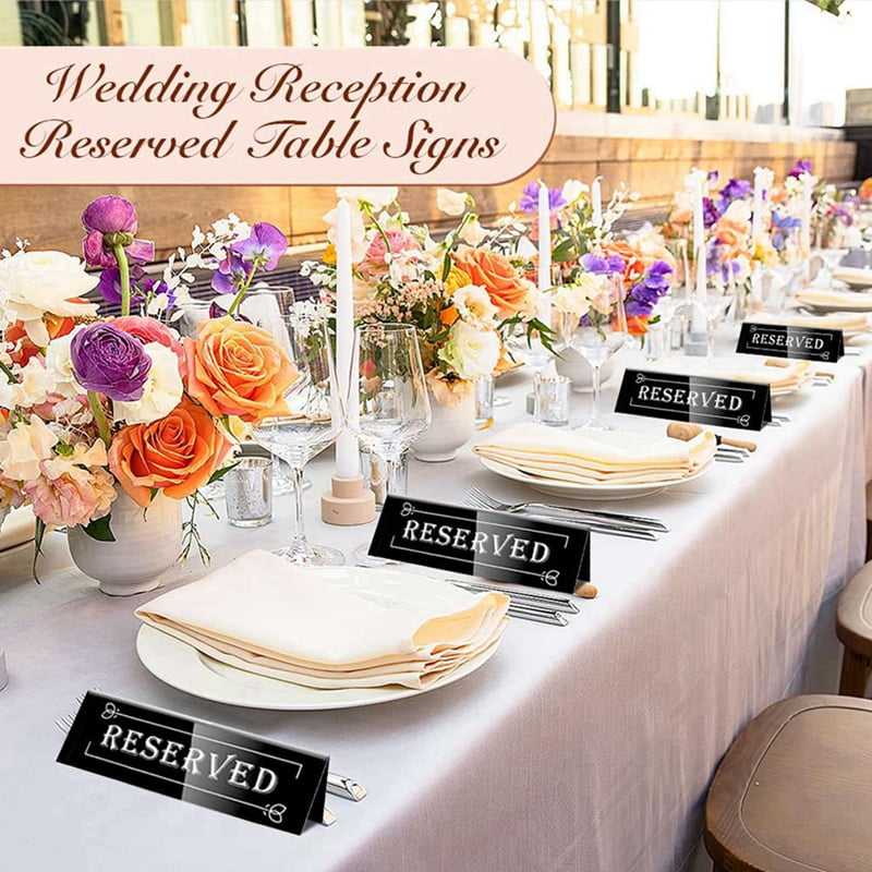 20PCS Reserved Table Signs, Acrylic Guest Reservation Table Tents Sign, Waterproof Background Double-Sided Seat Signs
