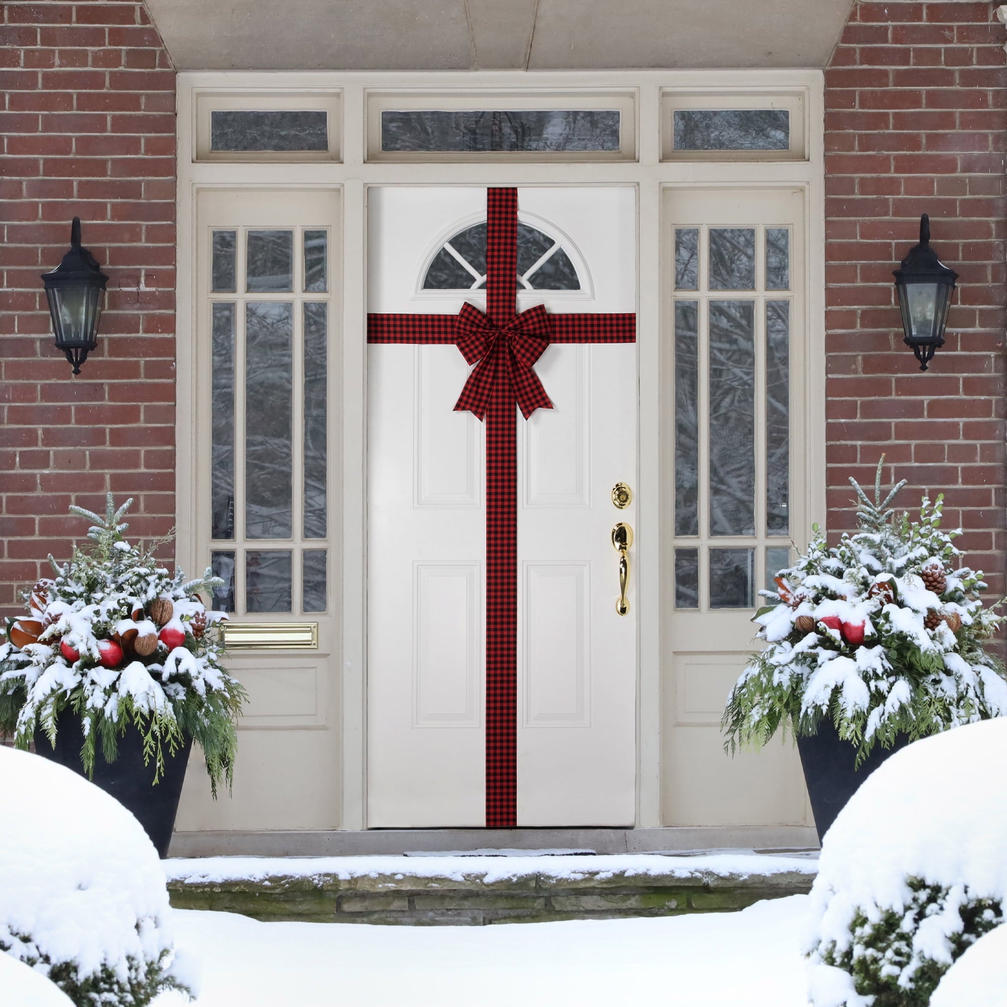 Northlight 14' Red Buffalo Plaid Christmas Door Bow