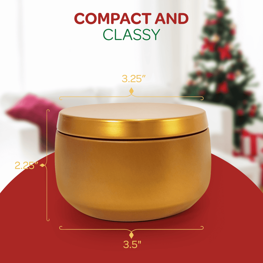 Hearts & Crafts Holiday Tin Candle Jars for Making Candles - Candle Tins 8oz - 24 Holiday Christmas Tin Candle Jars with Lids for Candle Making - Red, Green, Gold