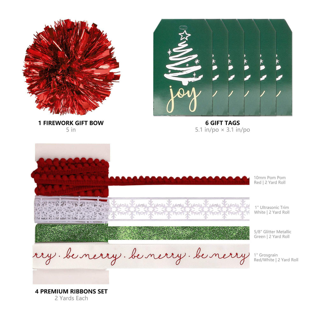 LaRibbons 30" x 10' Christmas Holiday Gift Wrap Deluxe Kit, Stripe Green