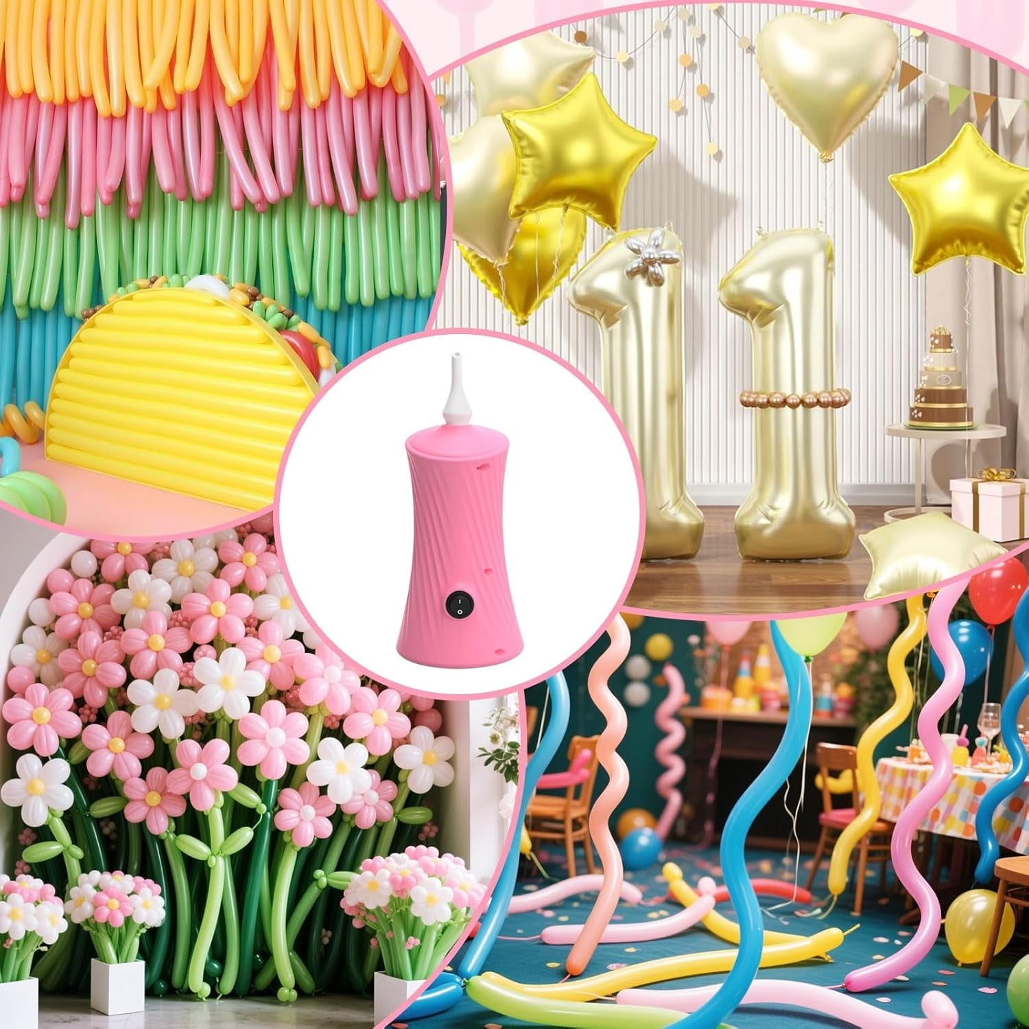 206 Balloon Pump Electric Air Pump for Long Balloon Inflator Blower for Foil Twisty Animal Balloons for Birthday Party Celebration Balloons Decorations