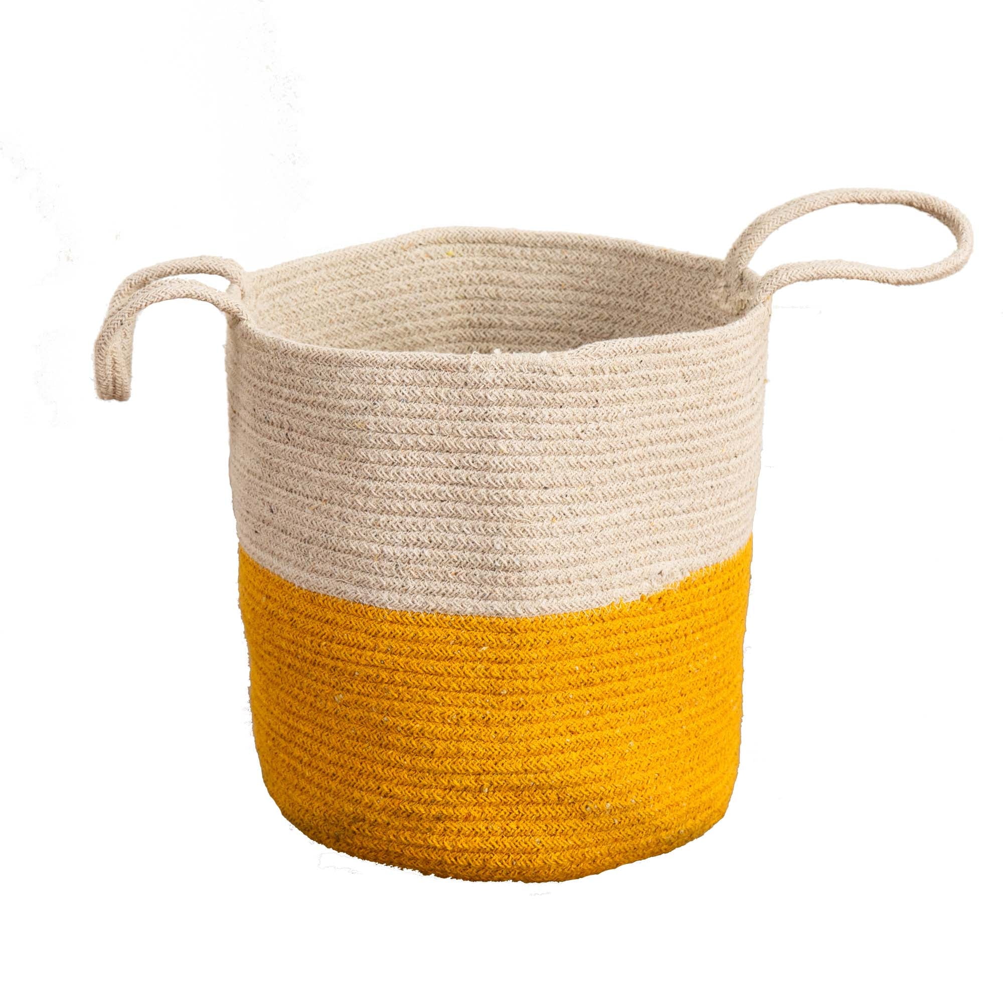 Nearly Natural 12" Handmade Natural Cotton Woven Basket Planter