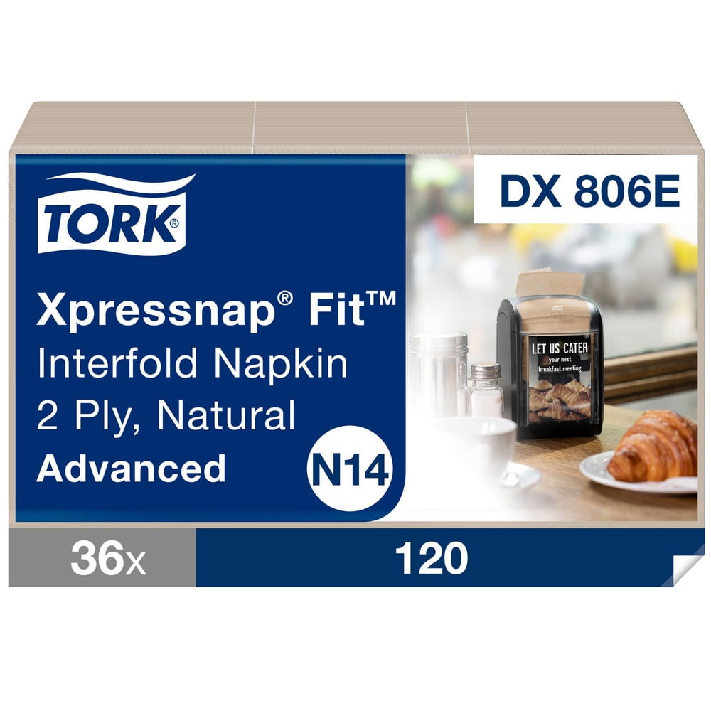 Tork Xpressnap Fit Interfold Dispenser Napkins, 2-Ply, 6.5 x 8.39, Natural, 120/Pack, 36 Packs/Carton -TRKDX806E