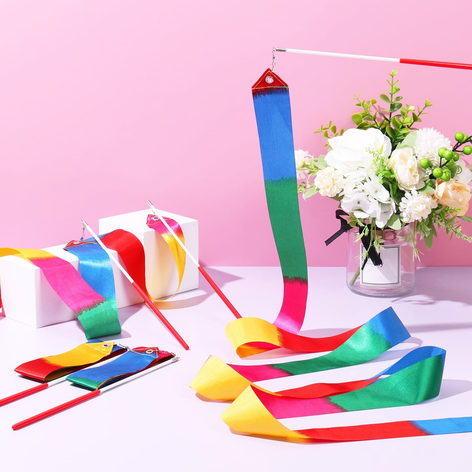 54Pcs Dance Ribbons for Kids Colorful Dancing Wand Reusable Dance Streamer for Party Games Gymnastics Goody Bag Stuffers