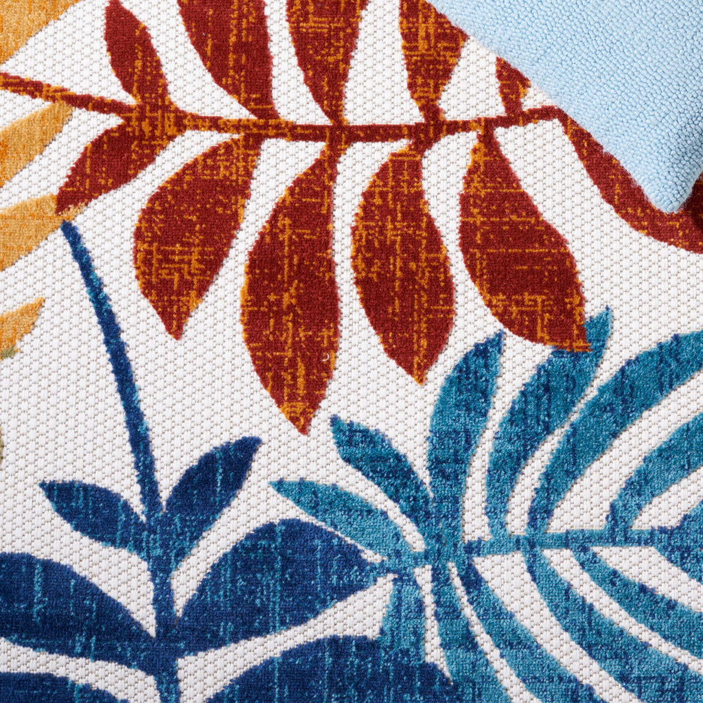 SAFAVIEH Cabana Elouise Botanical Indoor/Outdoor Runner Rug, Creme/Red, 2' x 18'