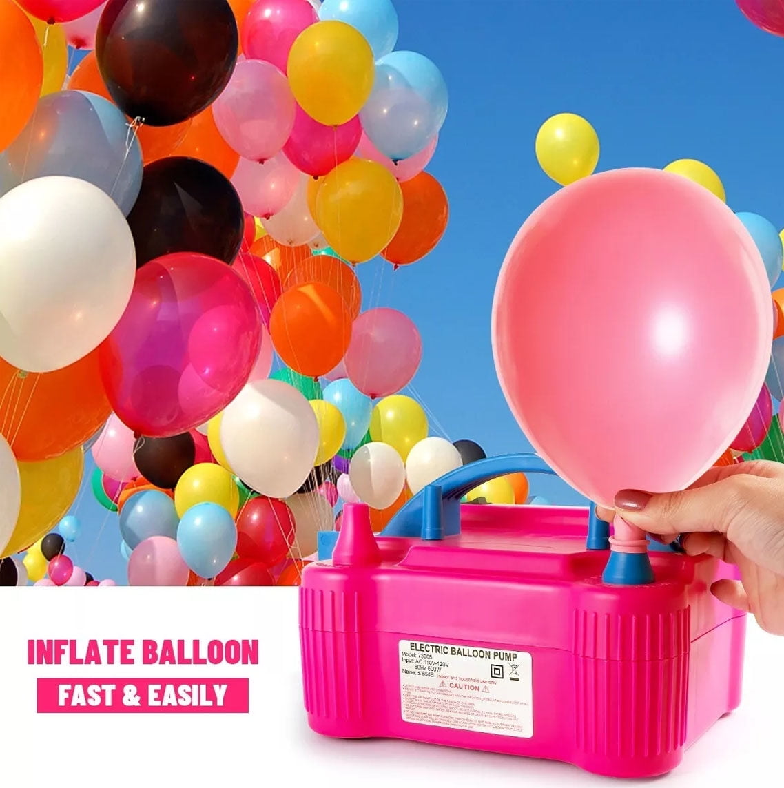 Balloon Pump, Electric Balloon Pump Kit,Balloon Inflator Pump 600W Portable Dual Nozzles Electric Air Ballon Machine with Balloons for Party Birthday Wedding Festival Decoration