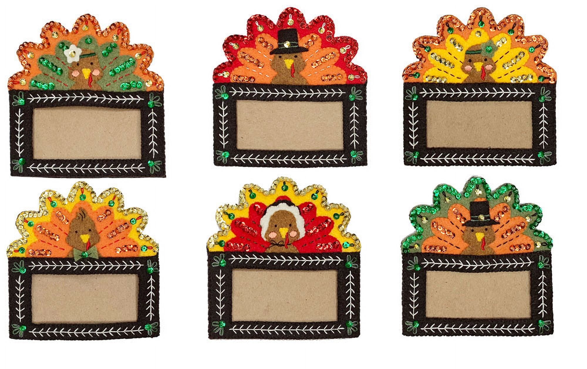 Thanksgiving Place Card Holders MerryStocking Felt Ornament Kit (set of 6)
