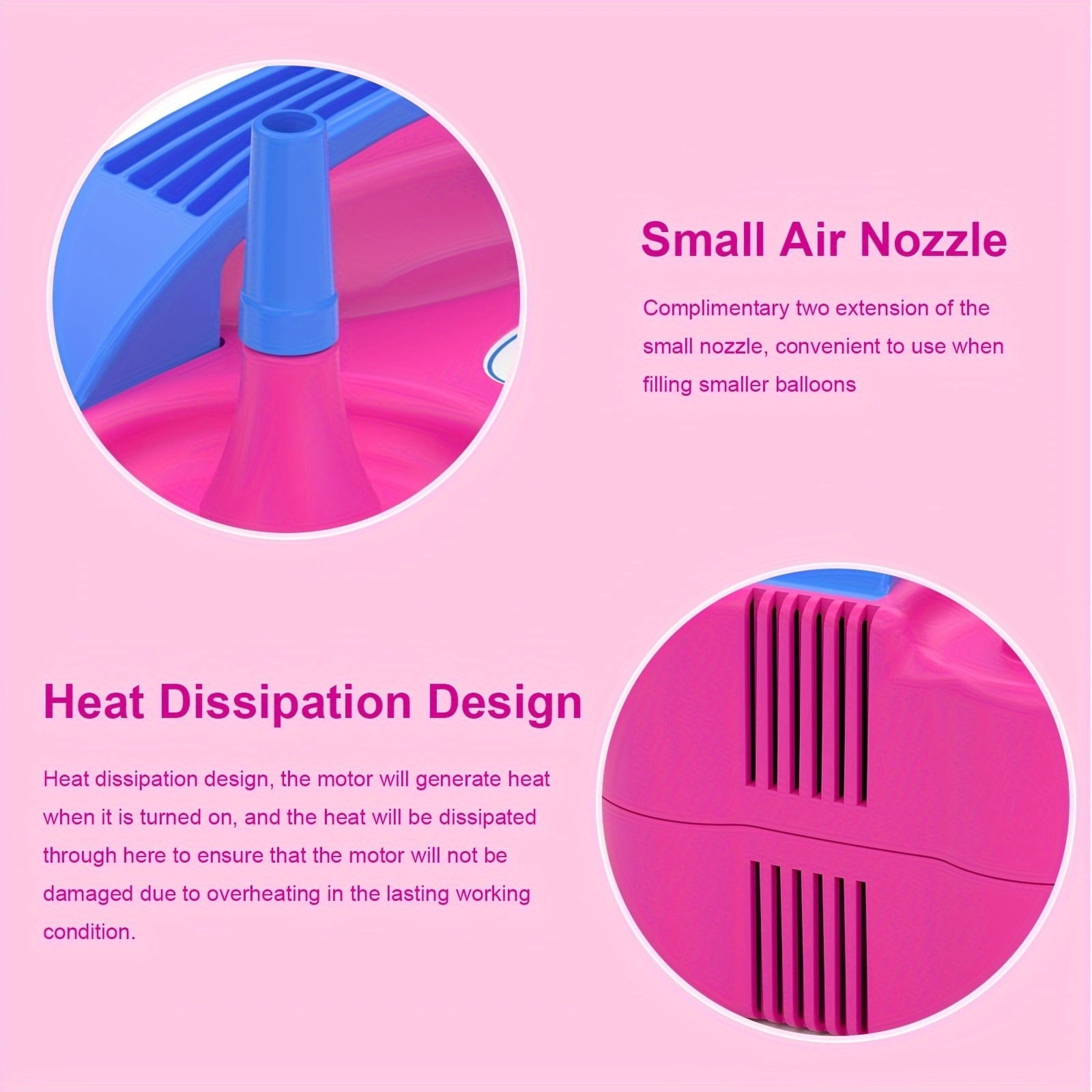 Electric portable dual-nozzle balloon hair dryer - 600W 110V-120V, rose red, compact design, event and outdoor decoration, essential for parties, easy-to-use device, balloon pump.