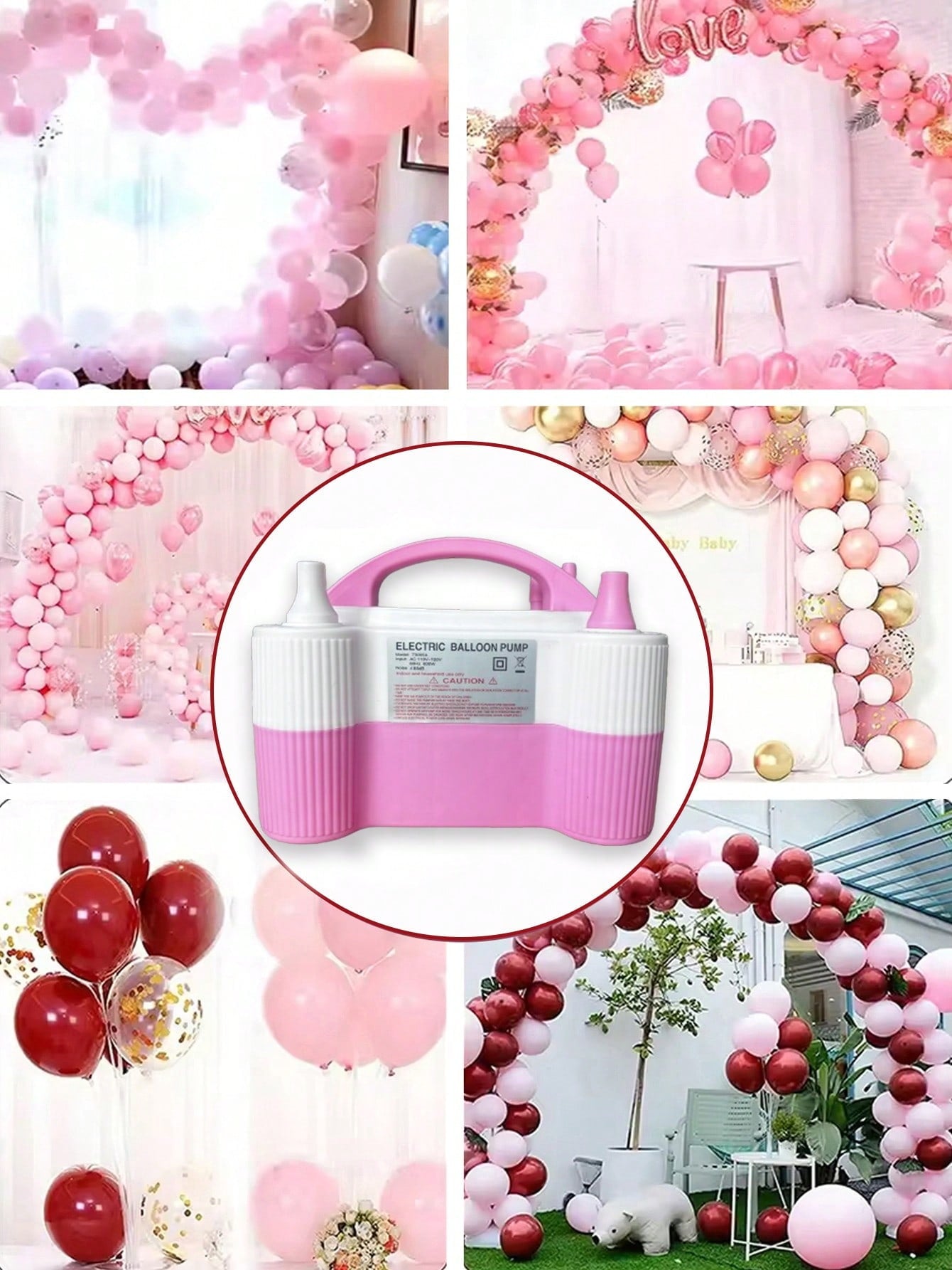 Electric Air Balloon Pump, Portable Dual Nozzle Electric Balloon Inflator For Birthday Wedding Party Decoration 110V 600W