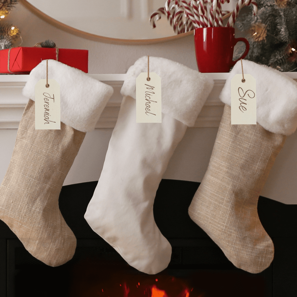 64pc Wood Christmas Gift Tags - for DIY Wooden Present Decorating - Factory Direct Craft