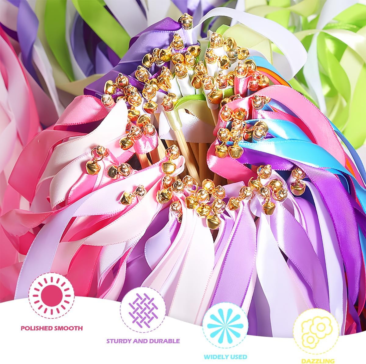24Pcs Dance Silk Ribbon Sticks Gymnastics Ribbon Wedding Ribbon Streamers Fairy Wands for Party Performance Holiday Celebration,Mixed Color