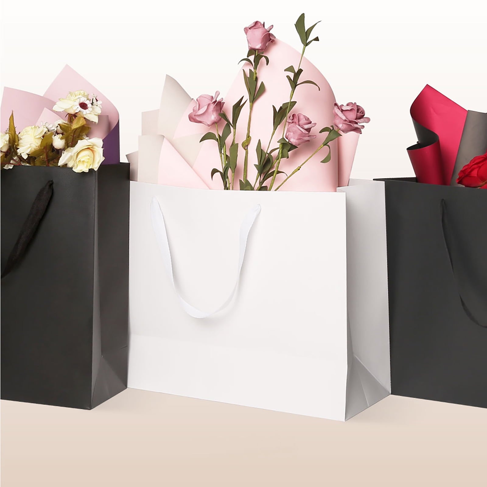 PACKHOME 12 Extra Large Gift Bags, White Gift Bags with Handles for All Occasions, 16x6x12 inches