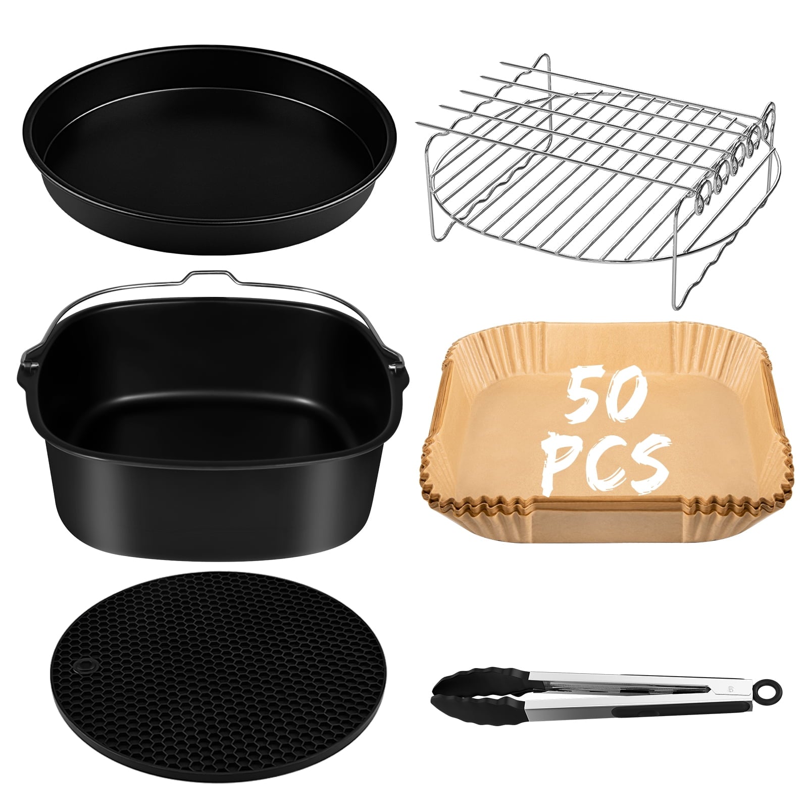 BISNIE Air Fryer Accessories setFood Grade Materials and BPA Free Machine Washable for 5.5QT-6.2QT (2.62lb)