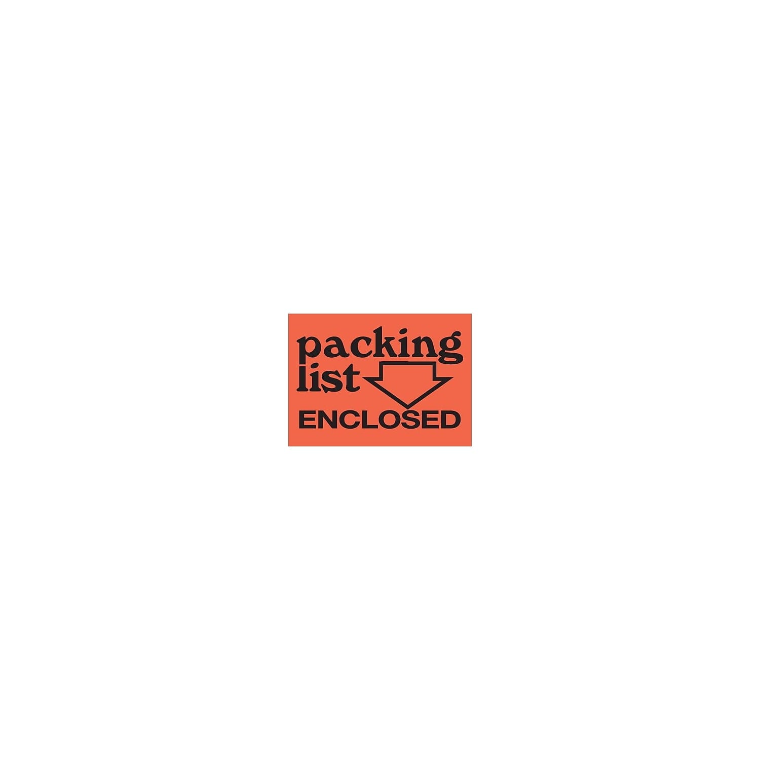Tape Logic Labels "Packing List Enclosed" 3" x 5" Fluorescent Orange 500/Roll SCL561