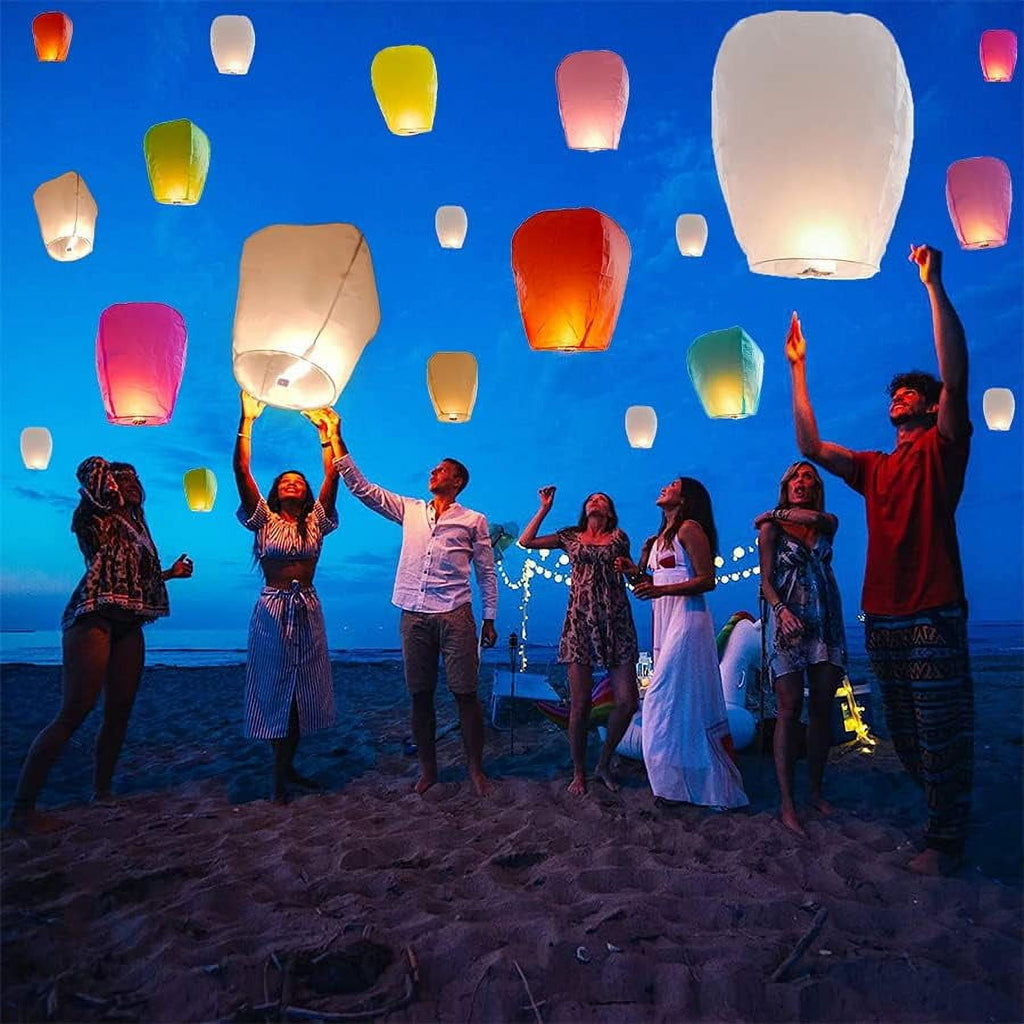 Birthday Party, New Years, Festival Chinese Paper Lanterns,20 Pack Colorful Paper Wishing Lanterns for Weddings,