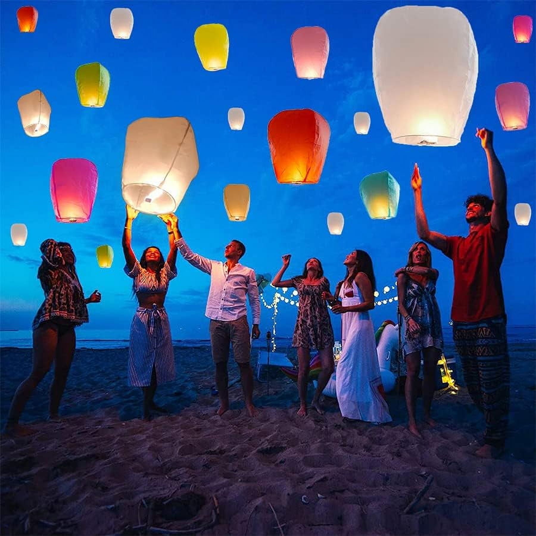 Birthday Party, New Years, Festival Chinese Paper Lanterns,20 Pack Colorful Paper Wishing Lanterns for Weddings,
